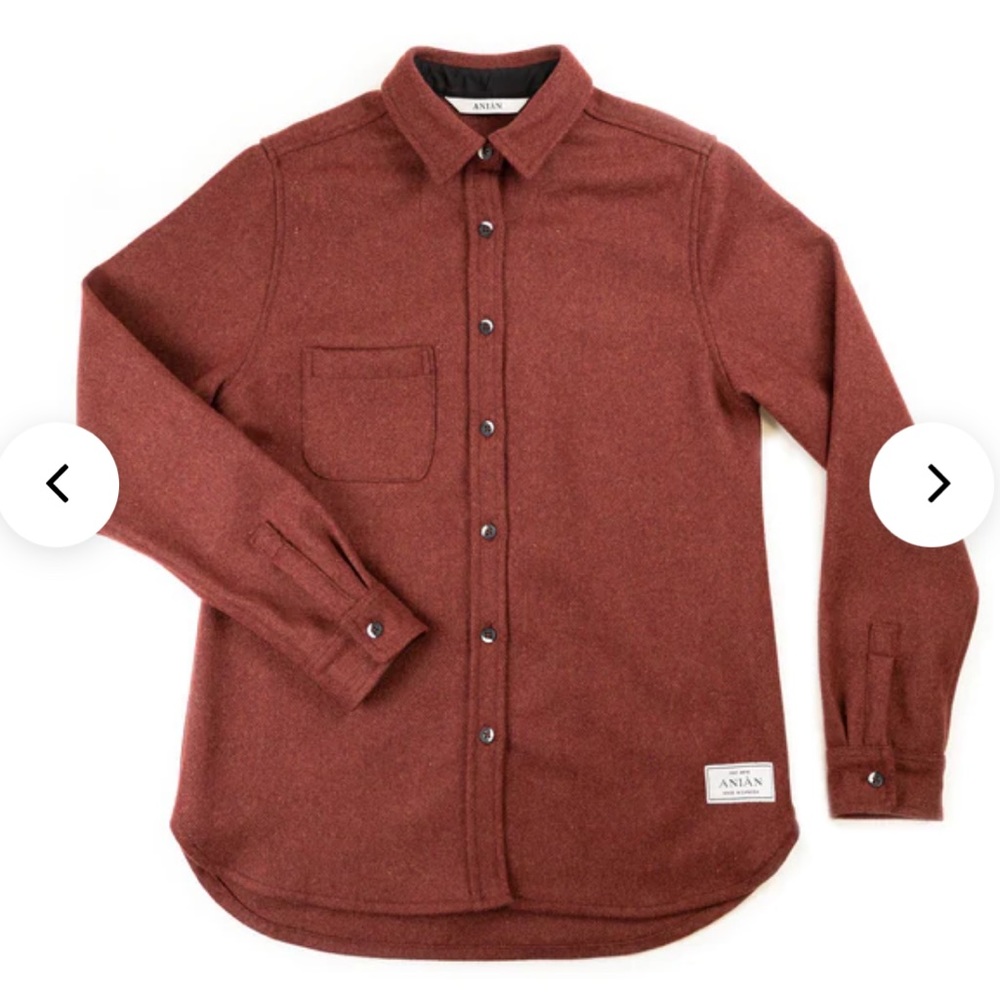 ANIAN Modern Melton Wool Shirt Jacket - XS NWOT Burnt Orange/Brick Red